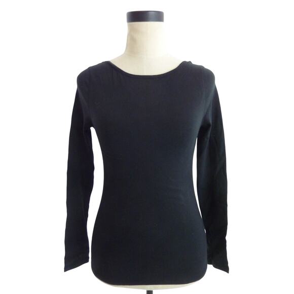 NWT Everlane The Supima Form Scoop-Back Tee Long Sleeve Top XS in Black - Picture 1 of 6